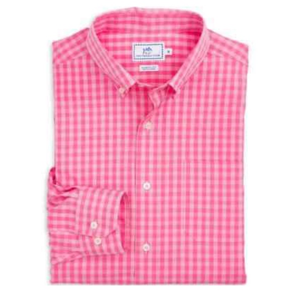 Southern Tide Getaway Gingham Sport Shirt in Pink Lemonade NWT sz M - Picture 7 of 12